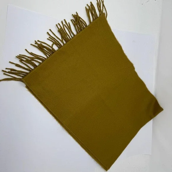 100% Cashmere Scarf Hand Tailored Made in Germany Fringe Brown Tan Camel - Picture 3 of 3